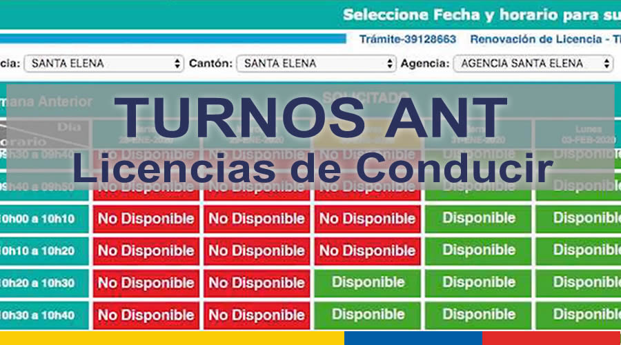 Turnos ANT Licencias de Conducir Ecuador